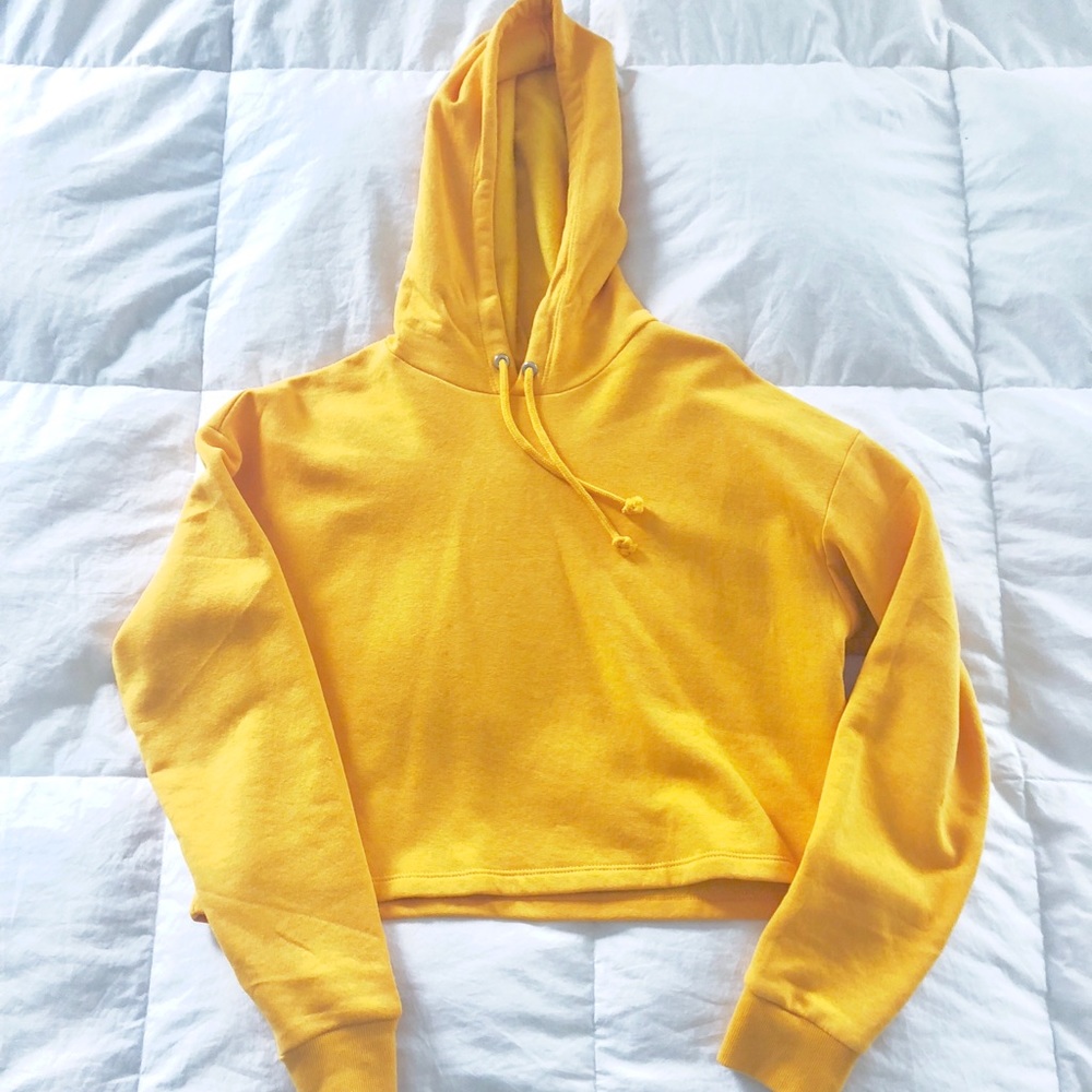 Divided hooded crop top sweatshirt